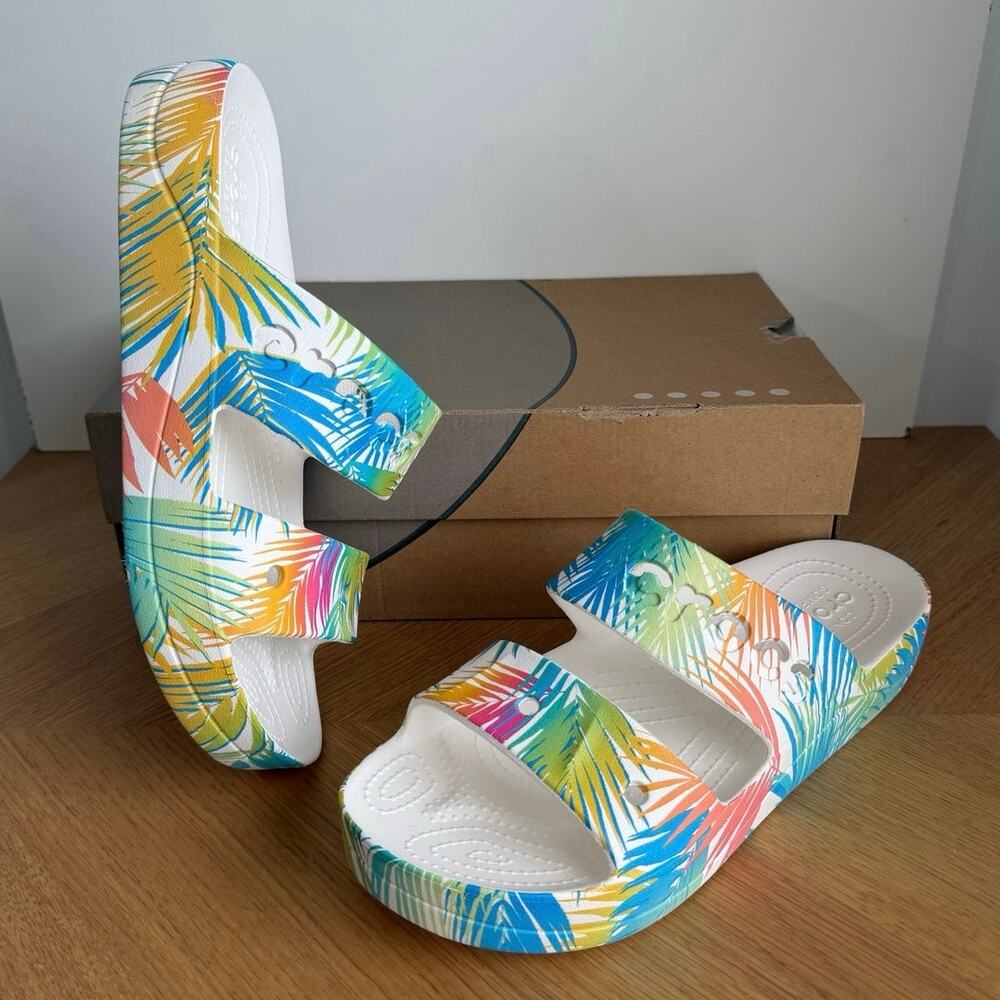 Crocs Baya ‘Tropical Print’ Women Slip On Sandals- SZ 10